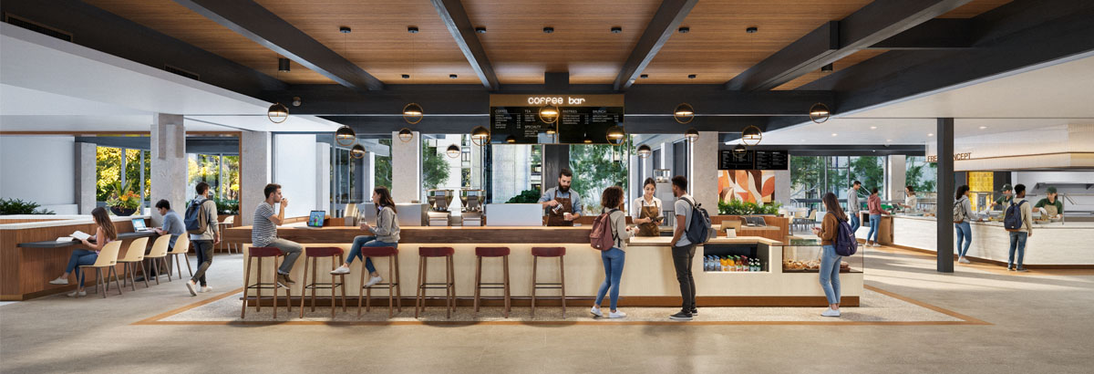 1 of 2, Pines remodel rendering of cafe